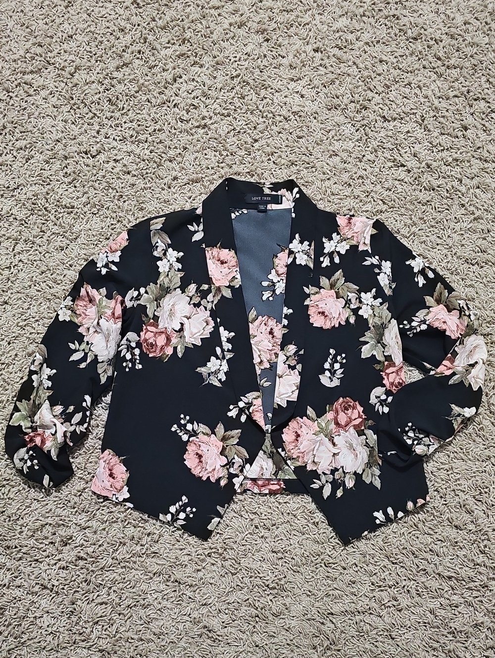 Love Tree Blazer Impromptu Interview Lightweight Floral Medium Open Jacket - Picture 2 of 7